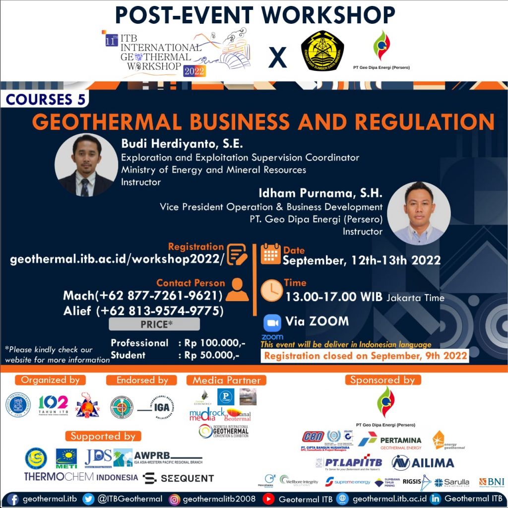 Post Workshop Course 5: Geothermal Business and Regulation