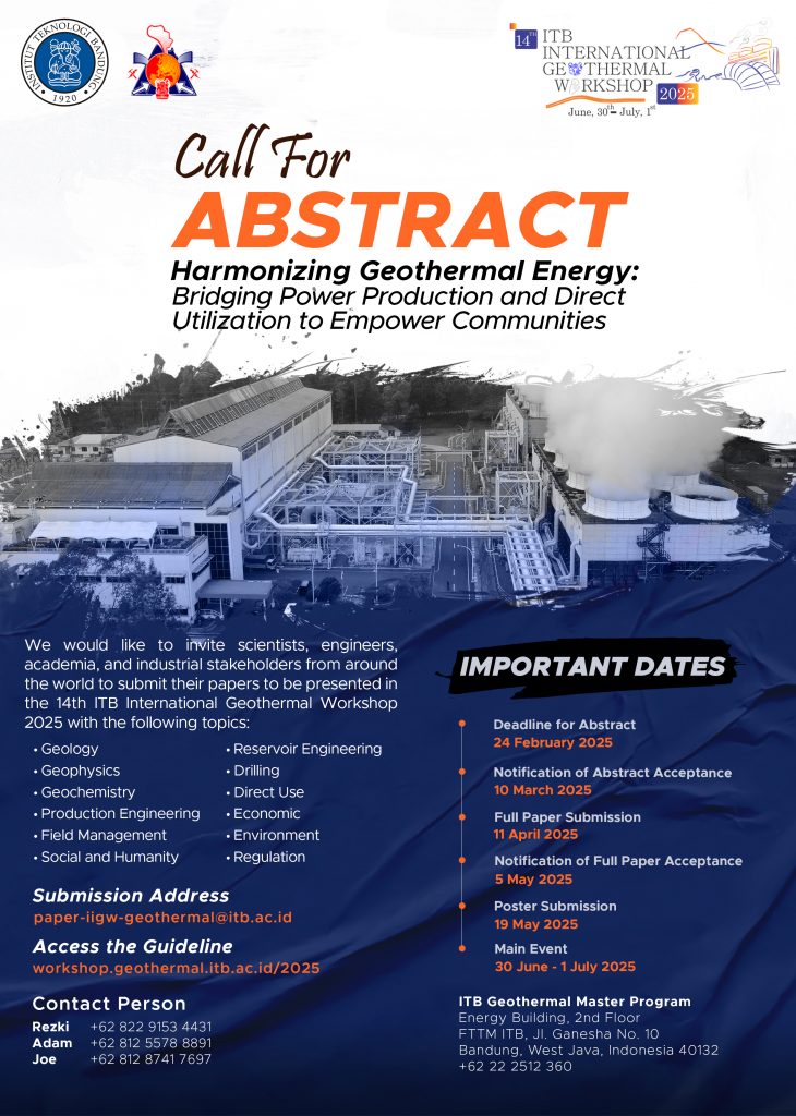 Call for Abstract 14th ITB International Geothermal Workshop 2025