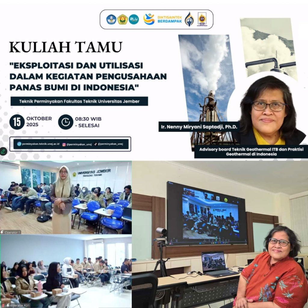 Ir. Nenny Saptadji, Ph.D. diundang sebagai Narasumber pada Kuliah Tamu Universitas Jember